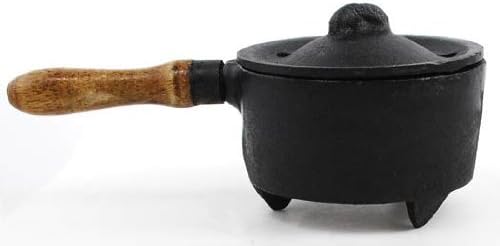 Cast Iron Incense Burner with Wooden Handle - skull incense burner