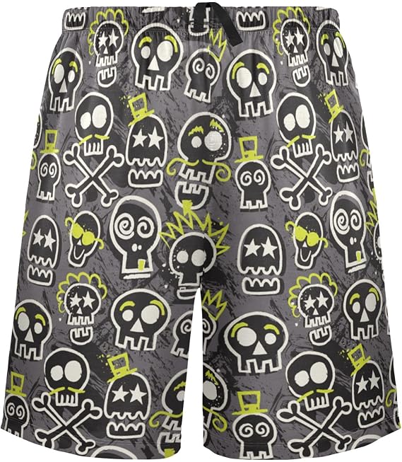visesunny Men's Pajama Shorts Soft Sleep Shorts with Pockets Comfy Lounge Pajama Bottoms - skull pajamas