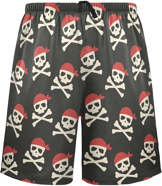 visesunny Men's Pajama Shorts Soft Sleep Shorts with Pockets Comfy Lounge Pajama Bottoms - skull pajamas