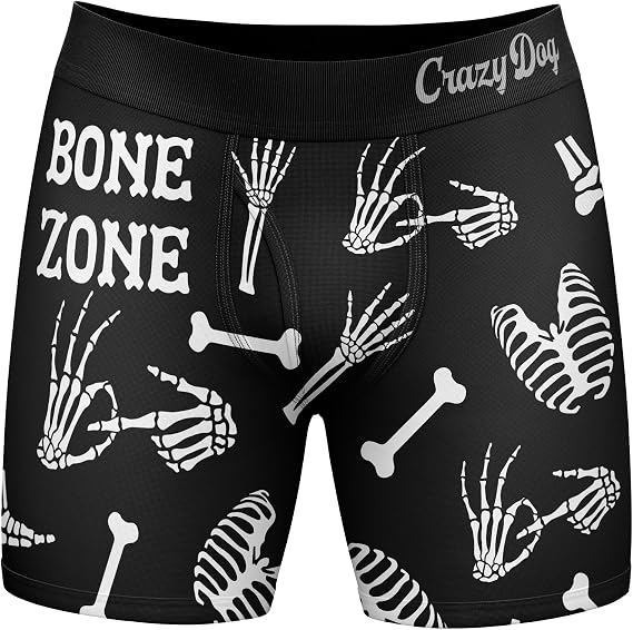 Mens Funny Boxers Bone Zone Sarcastic Skeleton Graphic Underwear for Men - skull swimsuit
