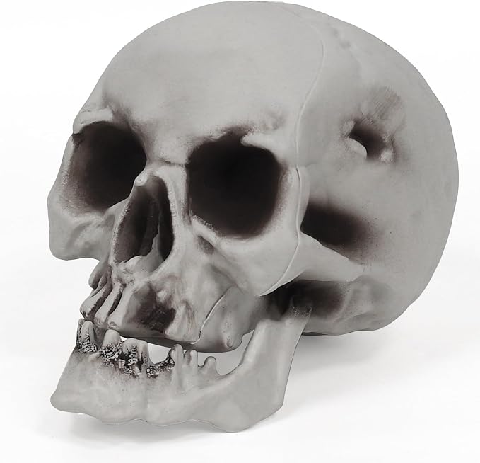 MOKRY PARTY Human Skull Skeleton Life Size for Halloween Skull Model 1:1 Replica Plastic Skull Head Graveyard Outdoor Decor - skull figurine