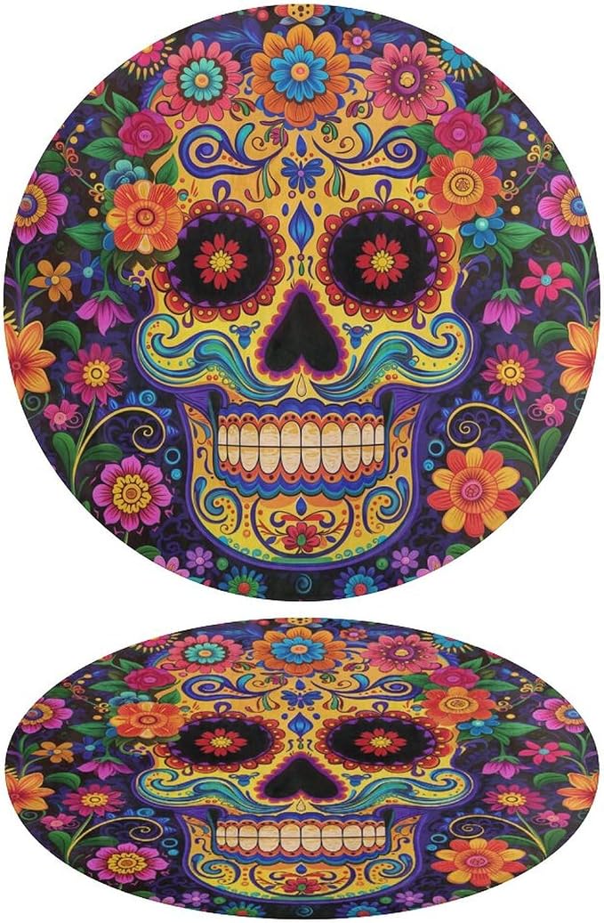 Colorful Sugar Skull Carpet Rug Bath Rugs Bathroom Mats Soft Room Décor Shower Floor Living Room 90 * 90cm - skull carpet