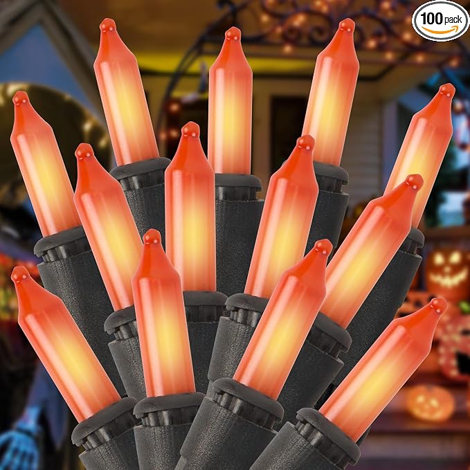 Brillarlights Orange Halloween String Lights, 21ft 100 Mini Bulbs Plug in - string light