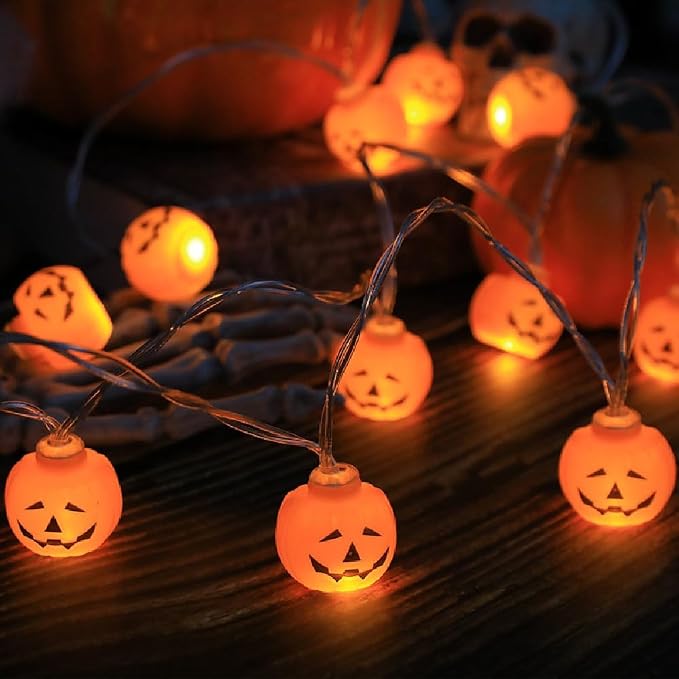 Quenny Halloween Pumpkin Ghost Skull Festival Party Decorative Light LED Ghost Festival Light String(Pumpkin,Chang Liang) - string light