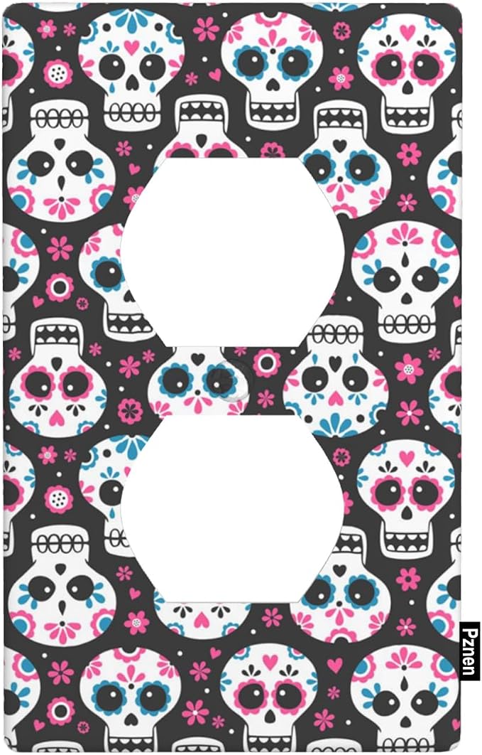 Halloween Sugar Skull Outlet Cover Plate 1-Gang Duplex Wall Plate - skull plate