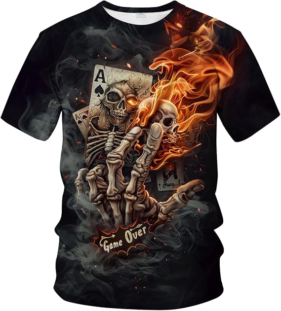 Novelty Cool Skull T-Shirt Funny Fashion Graphic Tee Shirt - skull tshirt