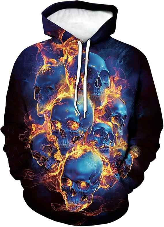 LAOLIUSN Novelty Cool Skull Hoodie Funny Fashion Graphic Sweatshirts - skull sweatshirts
