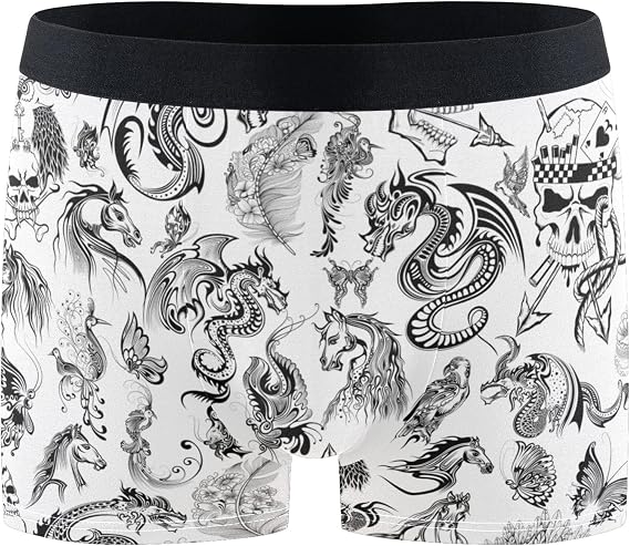 visesunny Men's Super Soft Boxer Briefs Built in Pouch Support Stretch Sports Underwear for Mens Boys Trunks Novelty Gifts - skull swimsuit