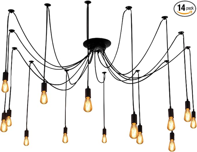 14-Arm Spider Light Fixture Industrial DIY Chandelier Pendant Lamp