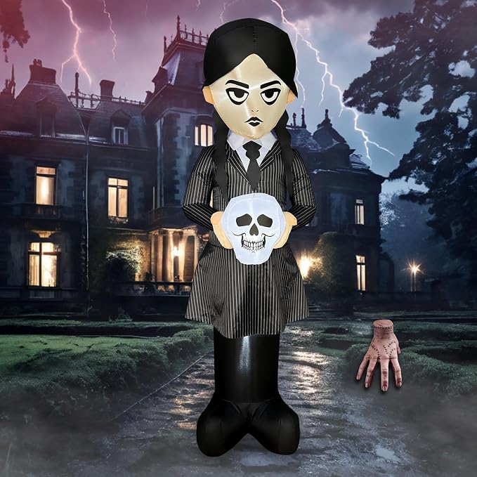6 FT Halloween Inflatable School Uniform Witch Decor - skull inflatable
