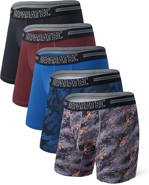 Separatec Mens Underwear Dual Pouch Men's Boxer Briefs 3 or 5 Pack - skull swimsuit