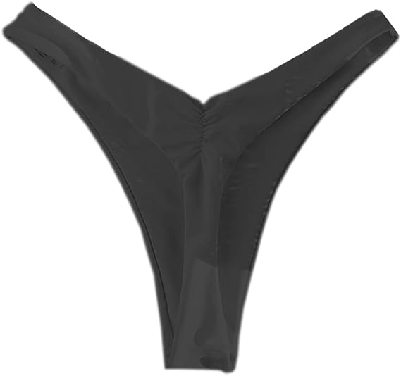 YELAIVP Women's Ruched Back Bikini Bottoms High Cut Bathing Suit Bottoms Cheeky Thong Swimsuit Bottom - skull swimsuit