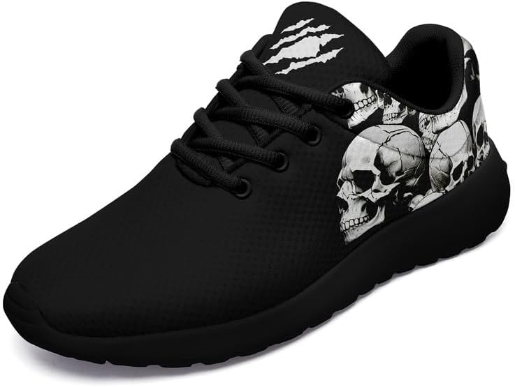 Women's Running Shoes with Unique Skull Rose Print, Non Slip Athletic Gym Training Walking Sneakers for Men - sugar skull boots