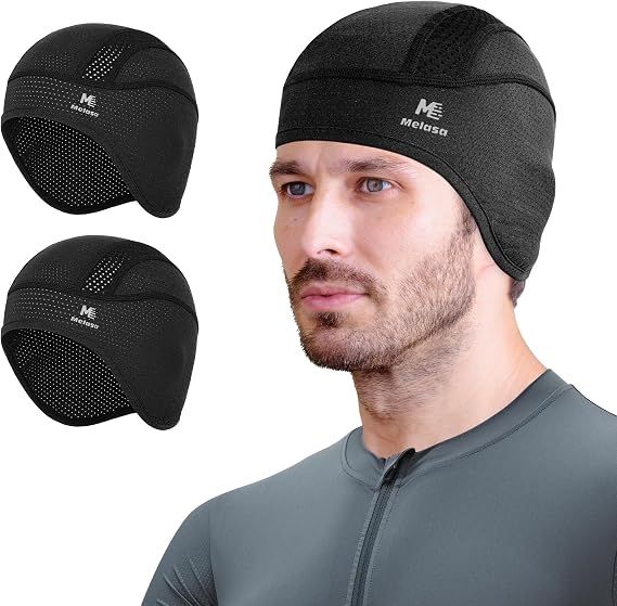 MELASA Cooling Skull Cap Helmet Liner with Ear Flaps, Breathable Mesh - skull helmet