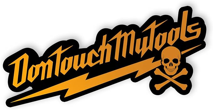 Don'Touch My Tools Sticker, Funny Warning Skull Waterproof Vinyl Decal, Blue Collar Stickers for Hard Hat, Tool Boxes and Bin Doors, Stickers for Adults (6 x 2.5 inches) - skull sticker