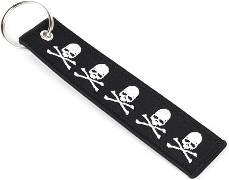 x xotic tech Keychain Tag with Key Ring for Motorcycles, ATV UTV, Cars, Backpack, Keys Tag Lock Luggage Scooters Embroidered Accessory (SKULL Pattern) - skull backpack
