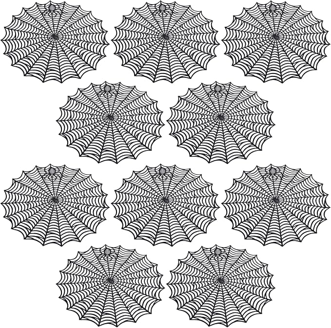 10 Pcs Halloween Spider Web Placemats, Hollow Spiderweb Coasters Placemat - skull coaster
