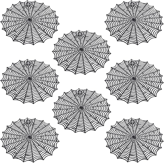 8 Pcs Halloween Spider Web Placemats, 15" Non Slip Halloween Table Mats - skull coaster