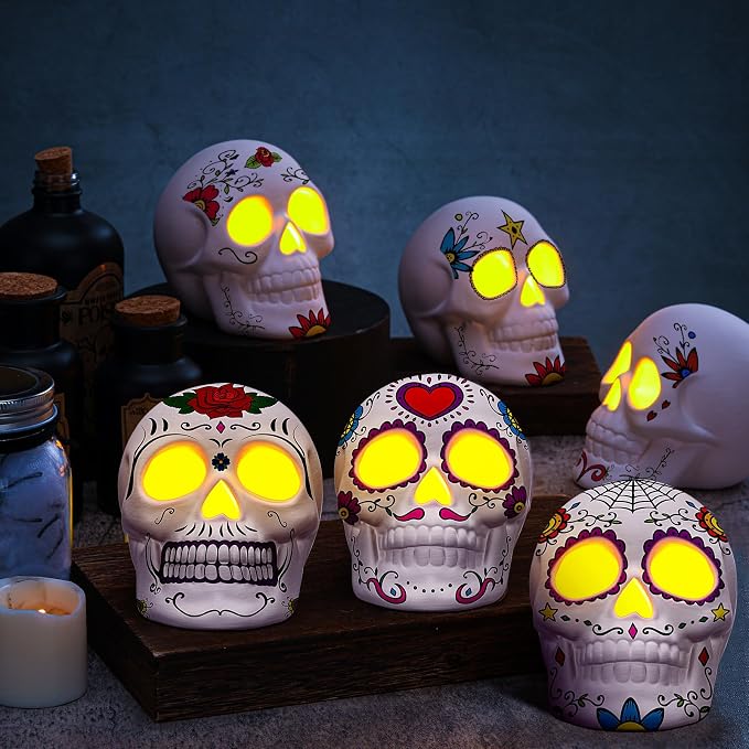 6 Pcs Paint Your Own Ceramic Skull Mexican Dia De Los Muertos Skull Decor
