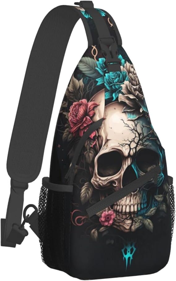 Gothic Skull Sling Bag Cat Crossbody Bags Shoulder Bag Backpack - sugar skull handbags for sale