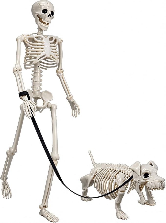 YUJUN 36'' Halloween Skeleton Decoration with Dog Skeleton Outdoor Decor - skeleton