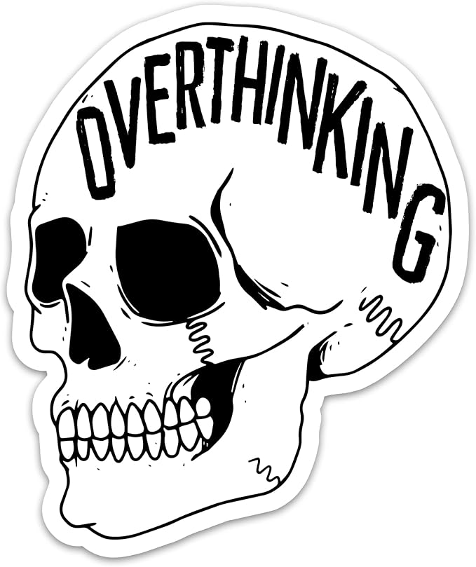 (3PCs) Overthinking Funny Quotes Sticker, Mental Health Skeleton Stickers for Adults Teen Kids, Skull Waterproof Vinyl Stickers for Water Bottle Laptop Phone Case Kindle (3 Inches) - skull sticker