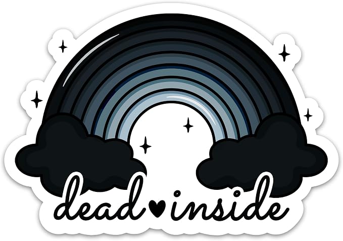 (3PCs) Dead Inside Funny Quotes Sticker, Cute Rainbow Goth Style Stickers for Adults Teen Kids Waterproof Vinyl Stickers for Water Bottle Laptop Phone Case Kindle (3 Inches) - skull sticker