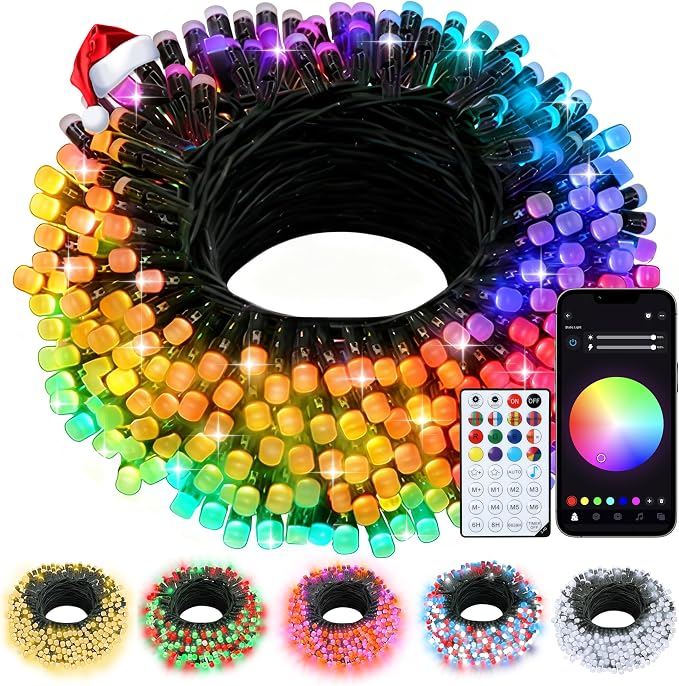 echosari Christmas Smart String Lights 33Ft RGB Color Changing IC - string light