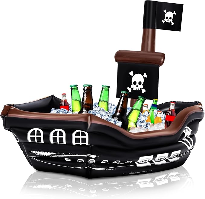 Halloween Inflatable Pirate Ship, Pirate Party Decorations - skull inflatable