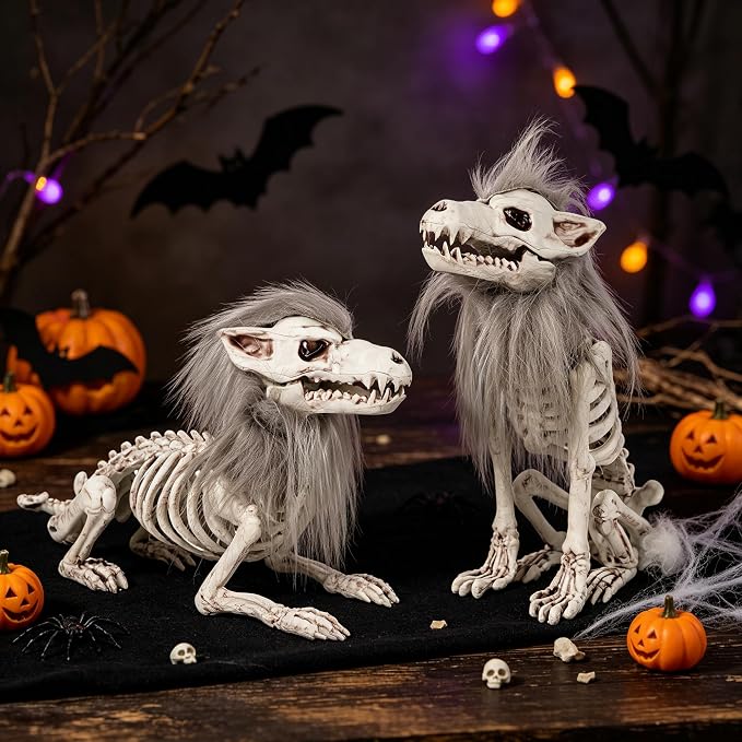 DR.DUDU Set of 2 Halloween Skeleton Animals Wolf Skeletons Decor - skeleton