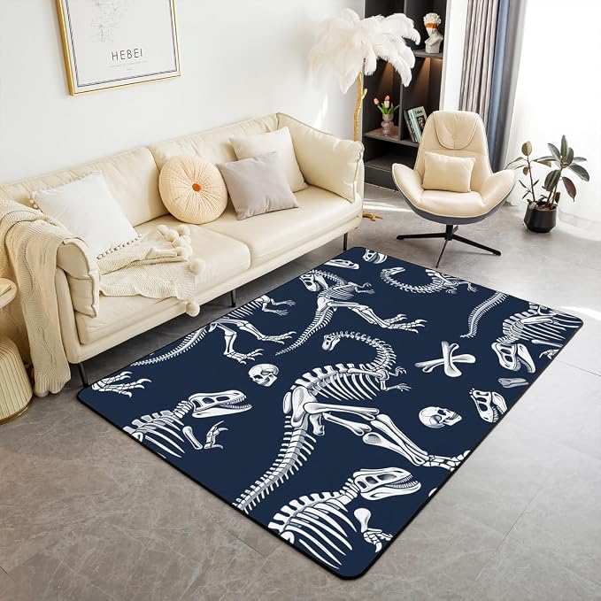 Feelyou Dinosaur Skull Sugar Rugs Living Room 3x5 Boys Girls Toddler - skull carpet
