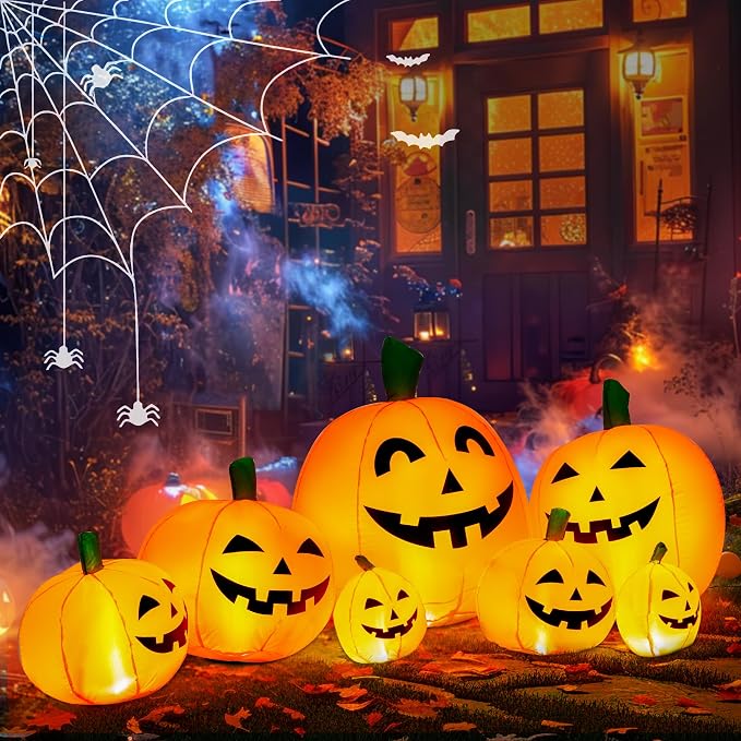 TISEJOY 7.5FT Halloween Inflatables Outdoor Decorations Pumpkin - skull inflatable