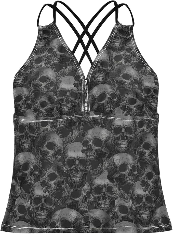 Women’s Tankini Top V Neck Swimsuits, XS-XL