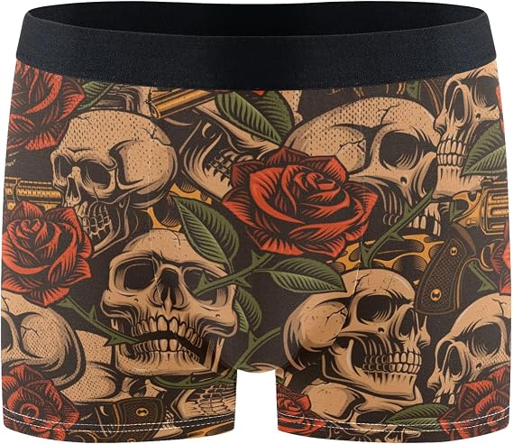 visesunny Men's Underwear Boxer Briefs Stretch Soft Breathable Stretch Moisture-Wicking Comfort Underpants for Men S-2XL - skull swimsuit