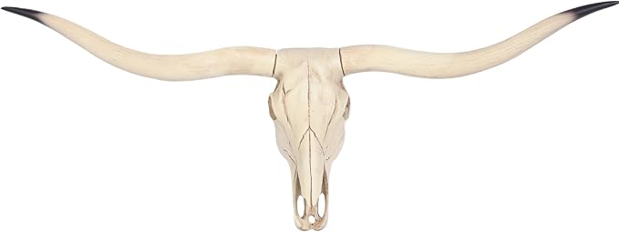 suruim Longhorn Wall Decor Long Horns Wall Decor Resin Long Horn Skull Head Sculpture, Cow Skull Accent for Western Gothic Style, Ranch Farmhouse Living Room Bedroom (A)