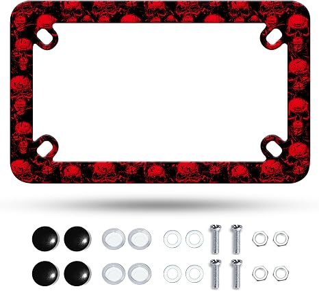 Red Skull Motorcycle License Plate Frame Stainless Steel Accessories