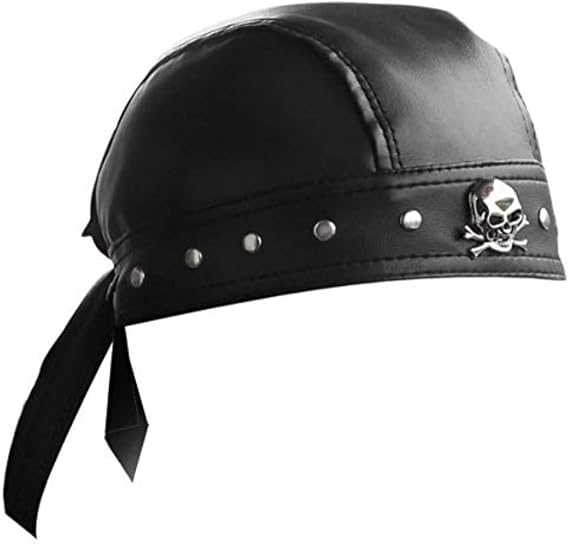 Leather Bandana Biker Doo Do Rag Headwrap Studded Skull Cap Capsmith Du Rag Black - skull hat
