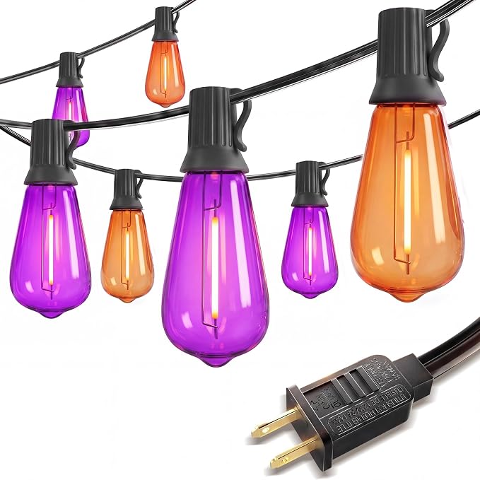 10FT ST40 10 LED Halloween Orange Purple String Lights Outdoor Plug In - string light