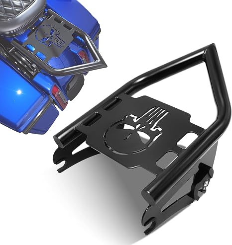 Detachables Luggage Rack for Harley Street Glide, Road King, Road Glide, Electra Glide Touring 2009-2025 Models (Rear Grab Handles Bracket Kit) - skull suitcase
