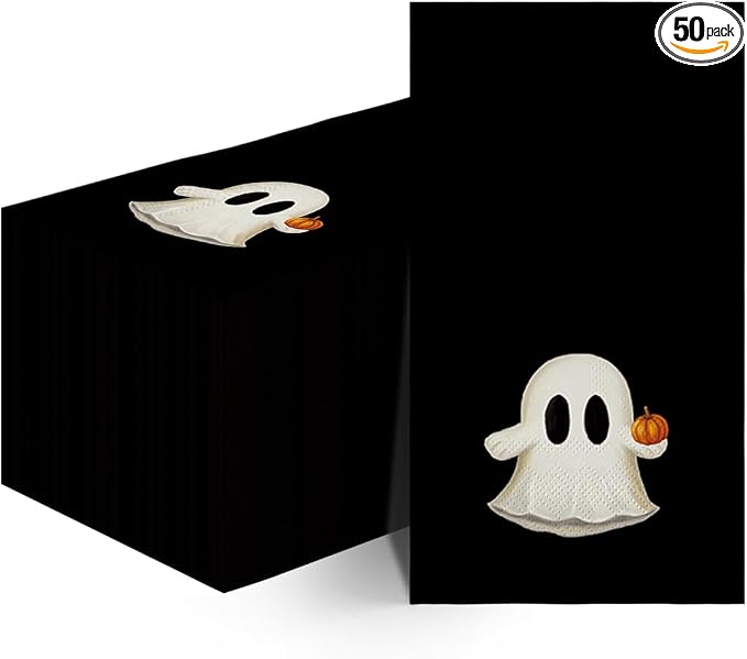 Horaldaily 50Pcs Halloween Paper Napkins, Pumpkin Ghost - skull toilet paper