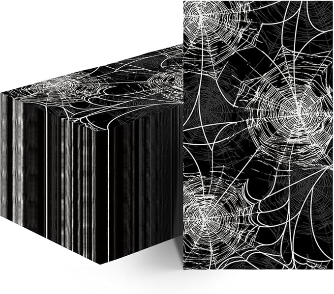 Horaldaily 100Pcs Halloween Paper Napkins, Black Cobweb - skull toilet paper