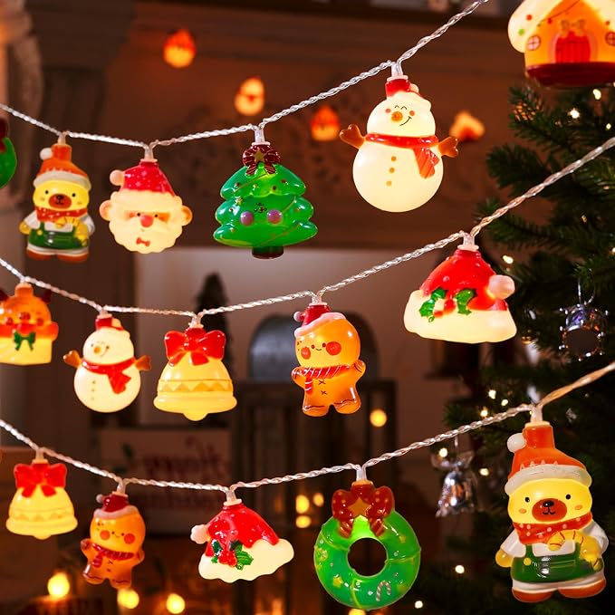 LOLStar Christmas String Lights Decorations, 9.8FT 20 LED Christmas Fairy Lights, Battery Operated (Not Included) with Timer Function and 8 Flashing Modes, Cute Window Lights 2025 Home Indoor Decor - string light