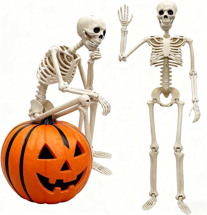 2-Pack 36-Inch Easy to Pose 3ft Skeleton Halloween Decoration - skeleton