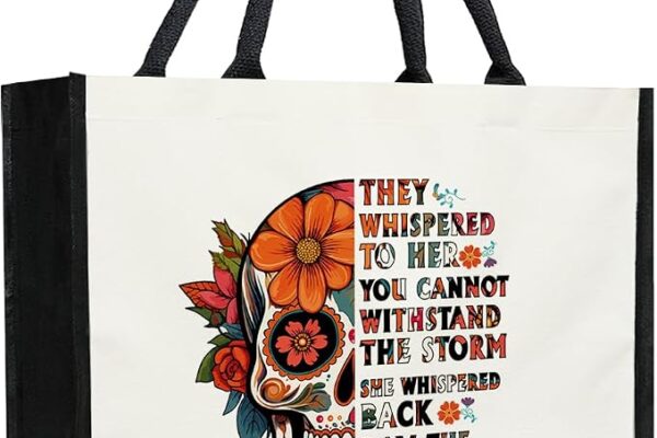 Mexican Sugar Skull Canvas Tote Bag for Women, Aesthetics Tote Bag, I Am The Storm, Sugar Skull Gifts for Women Dia De Los Muertos Reusable Mother’s Day Beach Bags -07