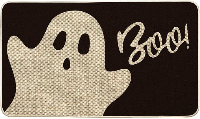 Artoid Mode Ghost Boo Halloween Doormat, Spooky Home Decor Low-Profile Switch Rug Door Mat Floor Mat for Indoor Outdoor 17x29 Inch - skull carpet
