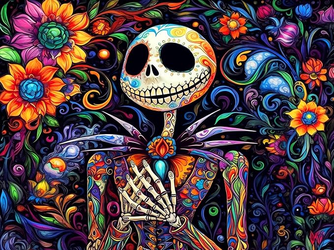 Meothan Diamond Art Kits for Adults Halloween Diamond Painting Kit 12x16in - skeleton