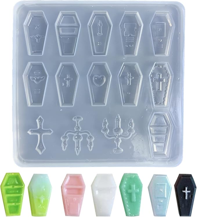 Halloween Silicone Resin Mold Tiny Coffin Shape Mold Filling Craft Quicksand Filler Resin Mold Making Handmade Craft - skull ashtray