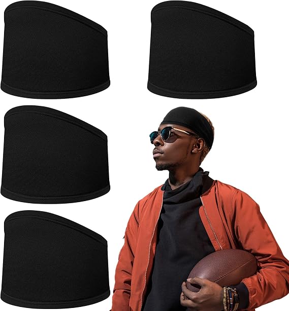 4 Pcs Football Skull Wrap Headband Men Black Sweat Band Sports - skull headband