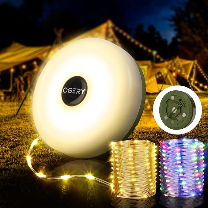 OGERY Camping String Lights 4 in 1, 32.8FT Quick Storage 8 Modes Protable - string light