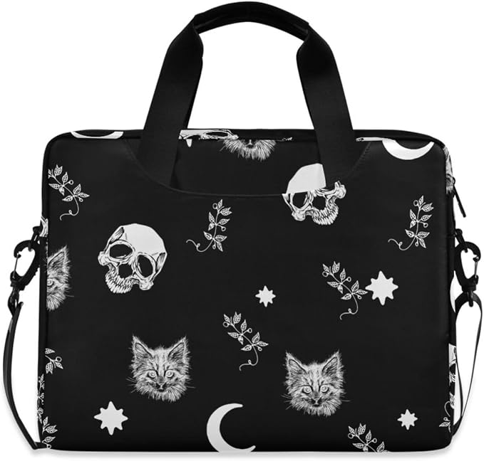 Skull Cat Moon Laptop Case 15.6 inch Computer Bag - sugar skull handbags for sale